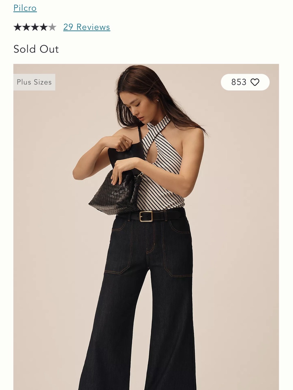 Pilcro Wide-Leg High-Rise Jeans in Dark Indigo with Contrast Stitching